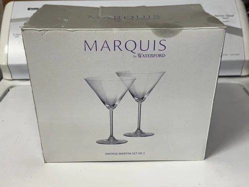 NWT Set of 2 Marquis Waterford Crystal "Vintage" Martini Glasses 7.2 oz Open Box