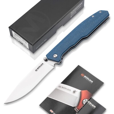 Böker Magnum Deep Blue Canvas Taschenmesser 440A Micarta Liner Lock   01SC714