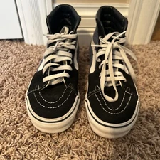 Vans Off The Wall SK8 Hi Skateboard Shoes Blue Suede/Canvas Men 6.5 Women 8