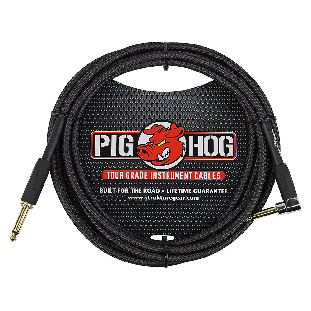 Pig Hog PC-H10BKR 1/4'' Right-Angle to 1/4'' Instrument Cable