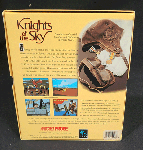 Computadora micro prosa vintage 1990 Knights of the Sky simulación de combate aéreo de la Primera Guerra Mundial - Imagen 2 de 3