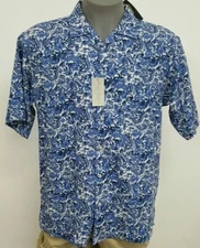 Cremieux Signature 4 French Blue Floral SS Men's Camp Shirt NWT $79.50 Choose Sz