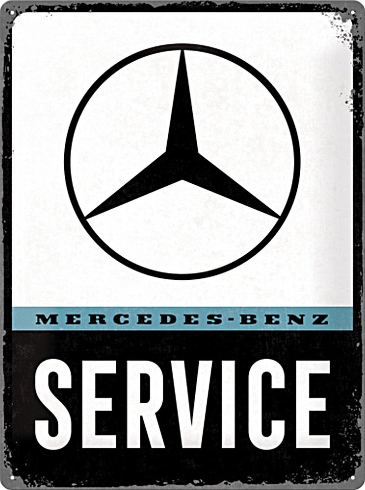 Mercedes-benz - Service Blechschild, 30 X 40 Cm, Gewölbt & Geprägt