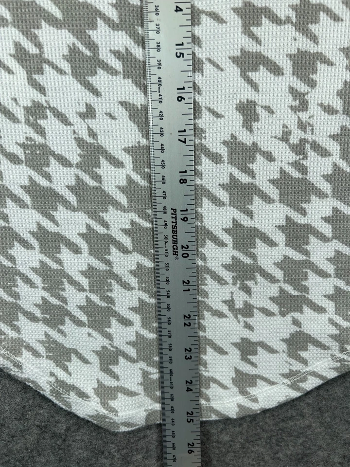 Camisa MUDD Mujer Pequeña Gris Blanca Pata de Gallo Tejido Gofre Top Blusa Informal Foto 3 de 4