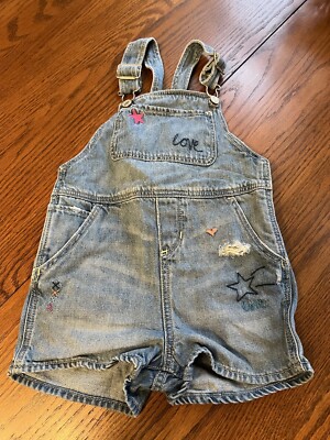 vtg baby gap 4T girls denim shortalls overalls love