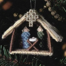 MANGER IN MINIATURE ORNAMENT CHRISTMAS PLASTIC CANVAS PATTERN INSTRUCTIONS