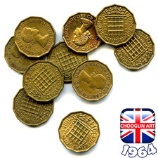 Set of (x10) BRITISH 1964 ELIZABETH II THREEPENCE coins, 62 Years Old!