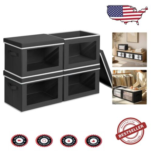 Elegant Foldable Storage Baskets with Lids - Ideal for Multi-Scene Organization