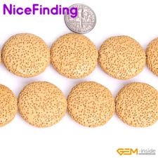 27mm Coin Lava Rock Beads For Jewelry Making Loose Beads Gemstone 15" Color Pick