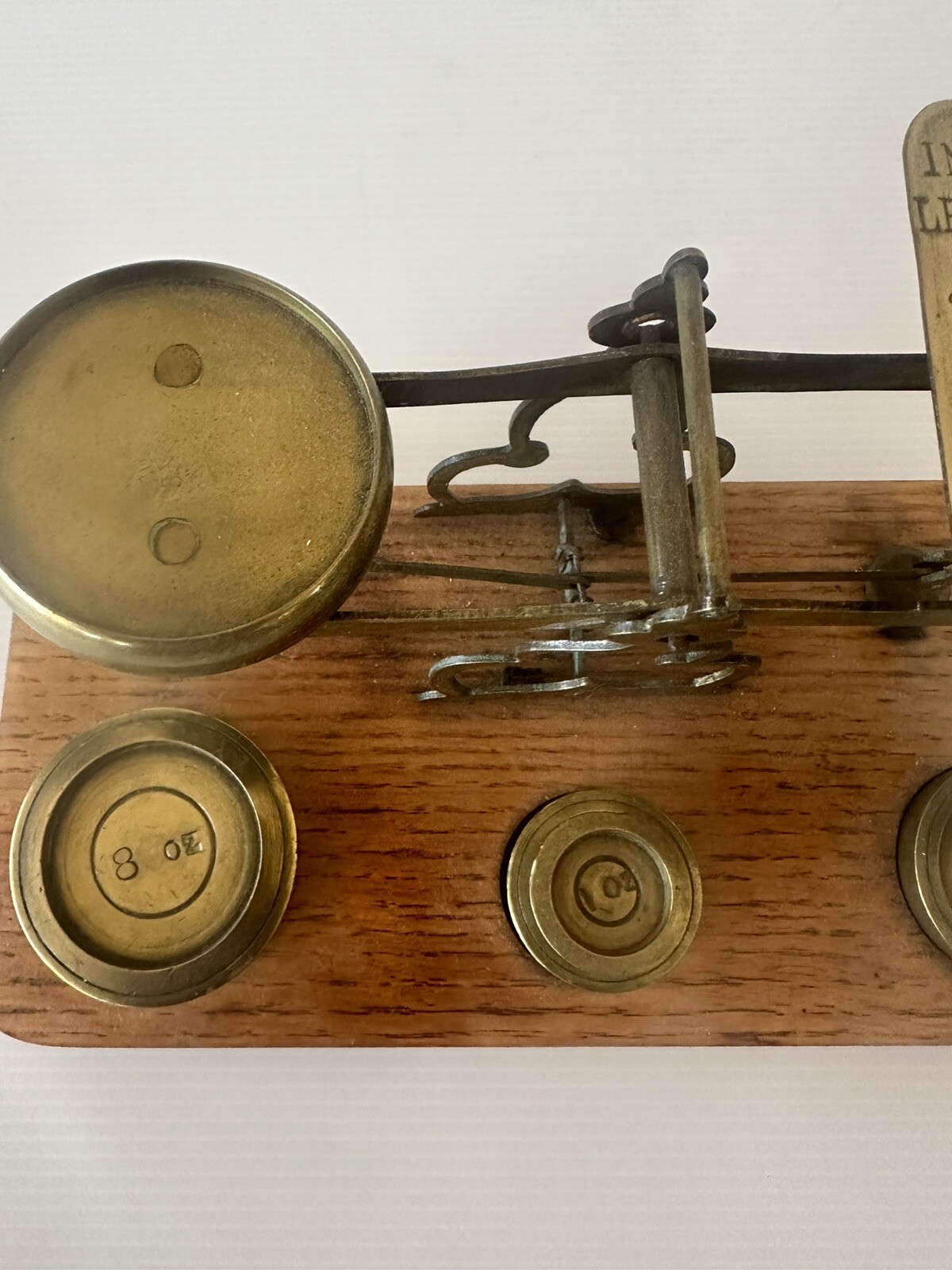 Vintage Brass Inland Post Office Scales & Weights with Oak Base eBay