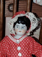 10" Antique 1880-90 German Hertwig China Head Doll Marked Germany Original Body