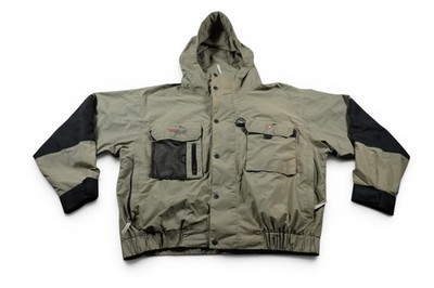 Redington RedStorm Jacket Men XL Green Hooded Fishing Waterproof Pockets Fishing