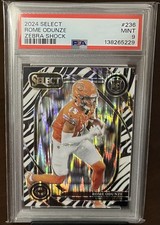 Rome Odunze - 2024 Panini Select - CLUB LEVEL #236 Zebra Shock - PSA Mint 9 🔥