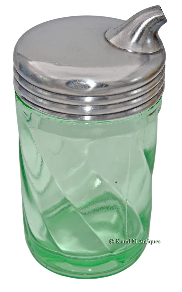 Paden City Rena #154 Line Green Spiral Sugar Shaker - Image 2 of 4