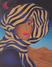 Kino Mistral "La Tuareg tra le Dune" dipinto su tavola 40x30+COA
