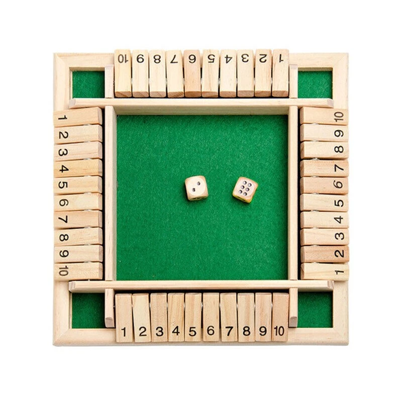 4 Players Shut The Box Wooden Traditional Pub Dice Family Kids Childrens Game UK - Image 3 of 4