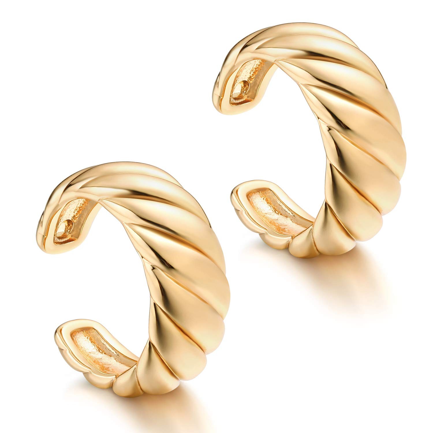 Women's 14K Gold Filled Wrap Hoop Earring, 3.8-3.9mm, 6mm Twisted Band, Non-Pier