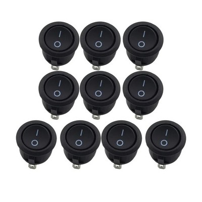 10 Pcs SPST Snap-in ON-OFF Rocker Switch 2 Pin 250V 6A for Boats