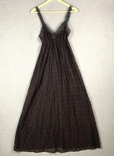 Vtg Donna Richard Gilligan  OMalley Long Nightgown Maroon Blk Lace Whimsigoth