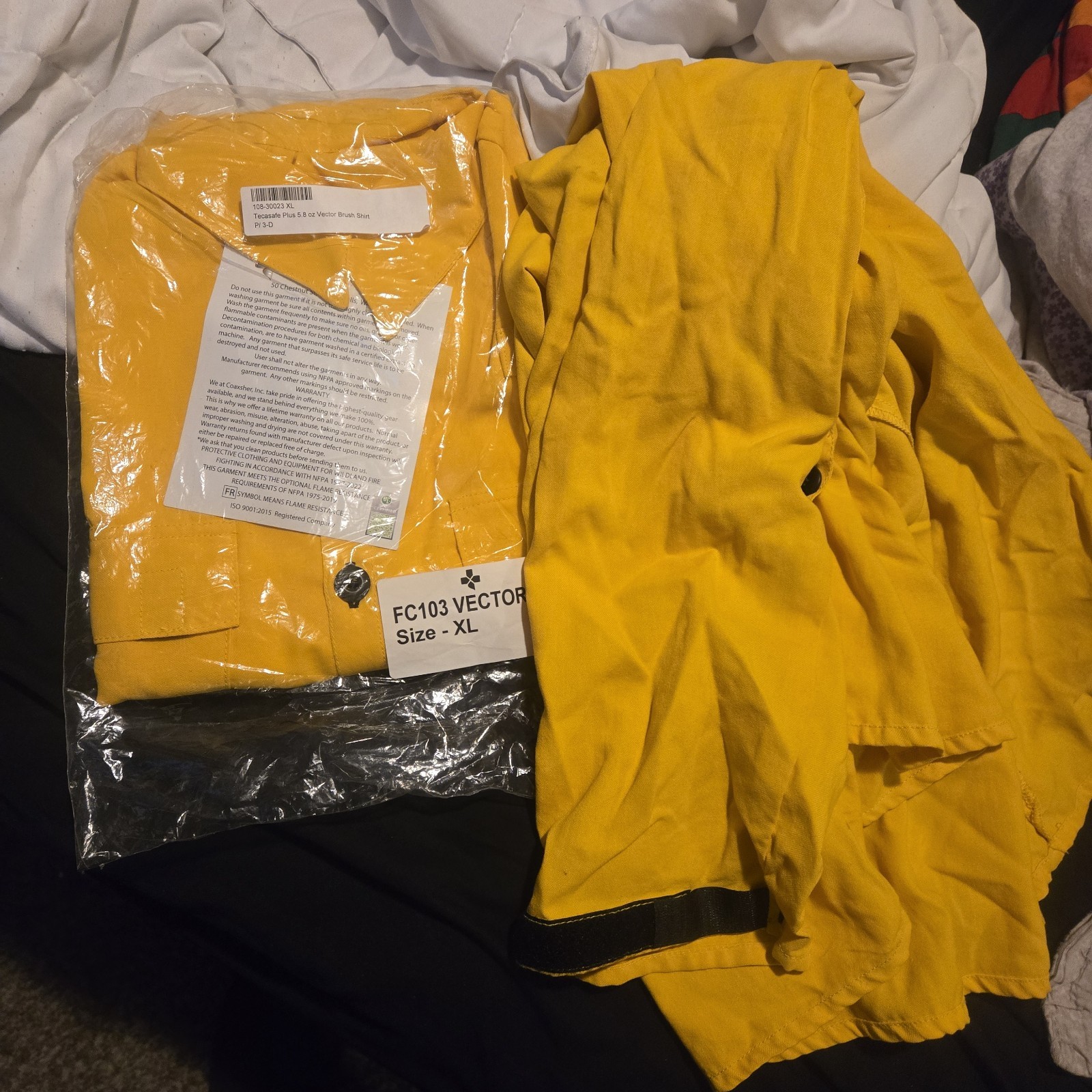 2 Tecasafe Plus 5.8 oz Vector Brush Shirt XL Yellow MPN 108-30023