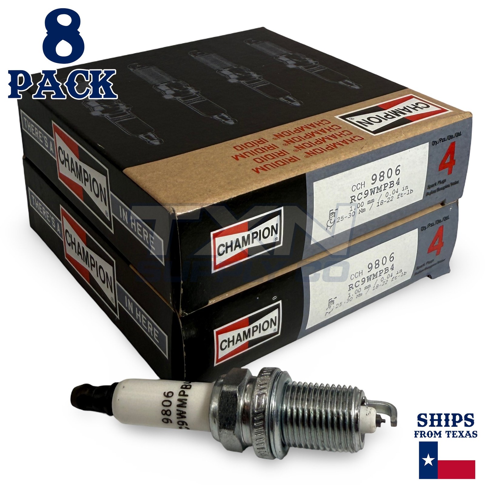Champion 9806 Iridium Spark Plugs RC8WMPB4 - 8 Pack