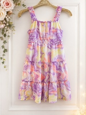Girls/Kids Vibrant Pastel Colored Sleeveless Sundress Size Medium