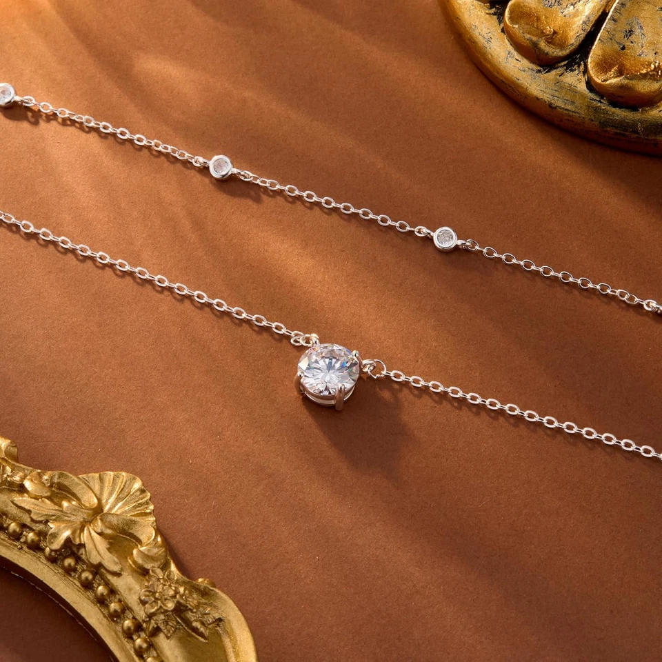 Collana Donna Argento Sterling 925 Con Collana Con Zirconi Cubici Da Donna, Cate - Immagine 4 di 4