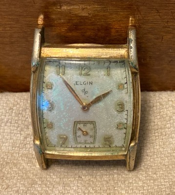 VINTAGE ELGIN MEN'S 17 JEWEL 10K RGP BEZEL SQUARE FACE WATCH