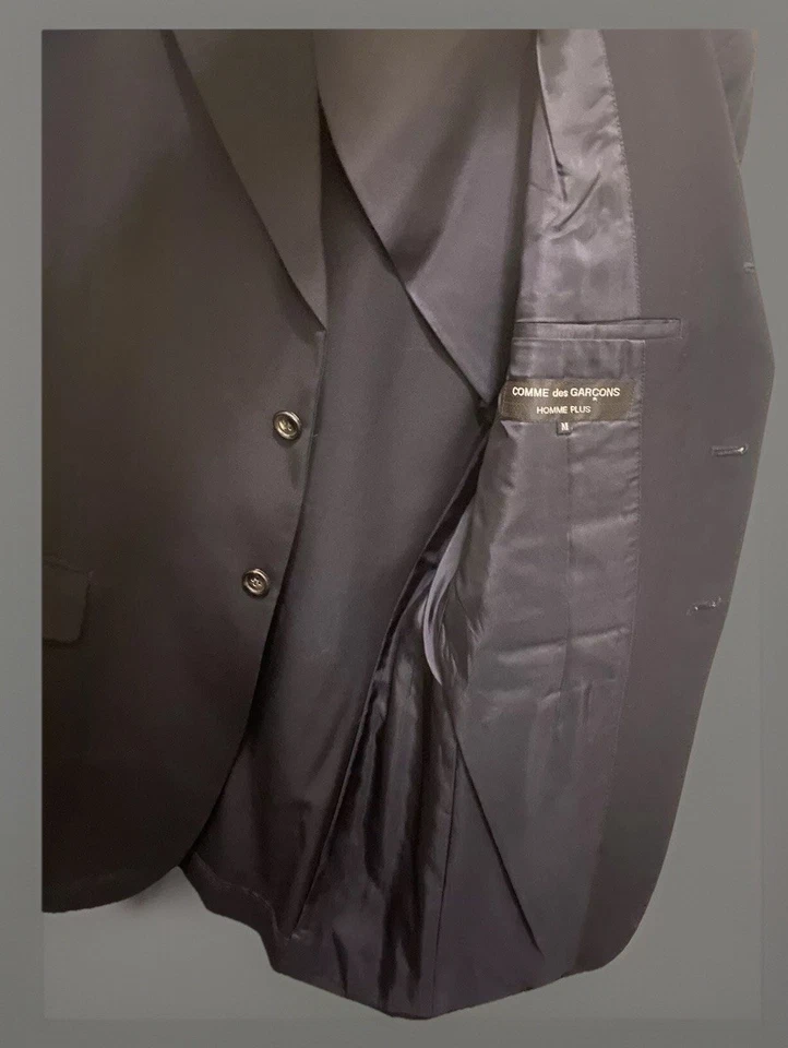 Jaqueta Comme Des Garcons Homme Plus Blazer Azul Marinho Tamanho M Fabricada na Itália - Imagem 4 de 4