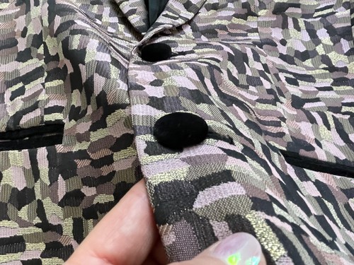Mr Turk Blazer Jacket Mens 42 Purple Gold Geometric Velvet Collar Button Party - Picture 5 of 19