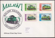 MALAWI 1976 MALAWI LOCOMOTIVE FERROVIARIE 3t-40t Ufficiale FDC Malawi P.B. H/S