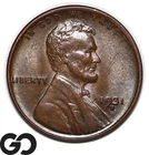 1931-D Lincoln Cent Wheat Penny, Tough This Nice, Gem BU++