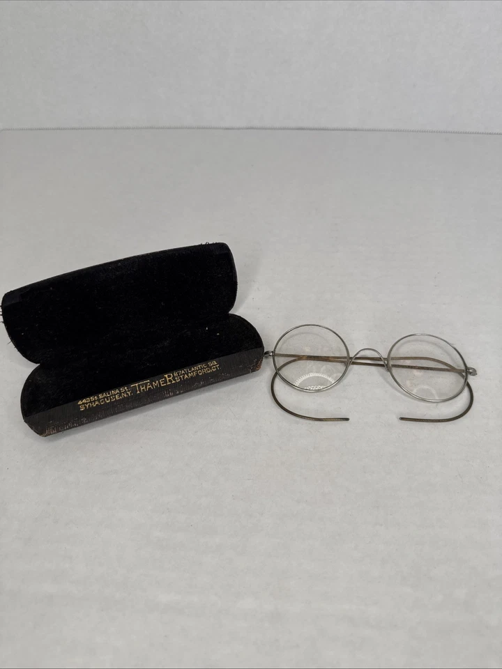 Gafas ovaladas de 1900 doradas gafas antiguas y estuche de colección marcado 8017 Foto 4 de 4