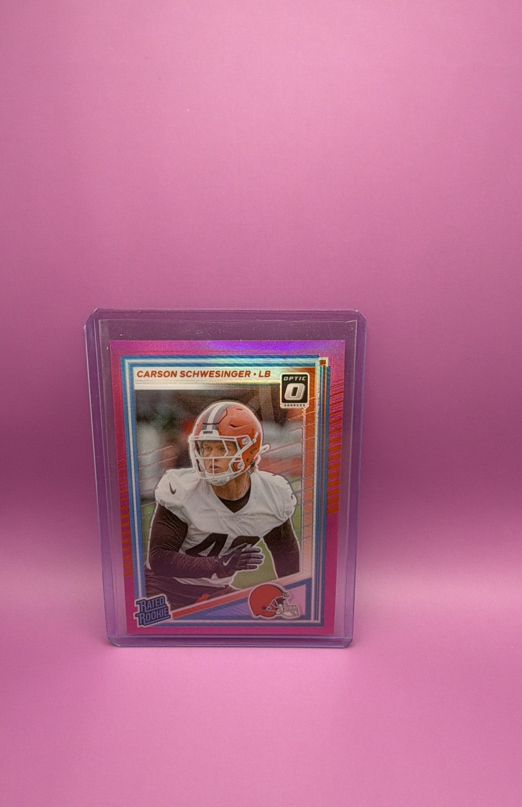 2025 Panini Donruss - Rated Rookie Carson Schwesinger #392 Optic Preview Pink