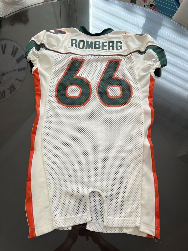 Miami Hurricanes Game Used Jersey Brett Romberg 2001 National Championship Year