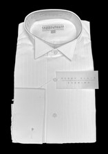 Men s Perry Ellis White Tuxedo Shirt NWT 15.5 35 Wing Collar Pleated Front