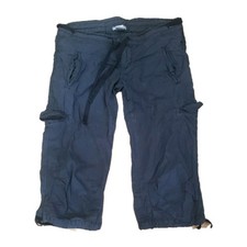 James Perse Pants Cargo Crop Rumpled Cotton Womens Dark Gray 26