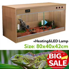 Large Reptiles Terrarium Enclosure for Bearded Dragons Lizards Snake 80x40x42cm