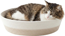 Woven Cat Bed with Removable Washable Cushion, Cozy Braided Rope