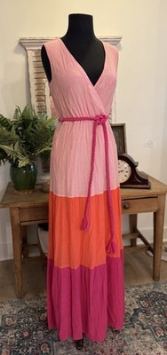 Flying Tomato Maxi Boho Beach Cruise Tiered Lightweight Flowy Dress Small