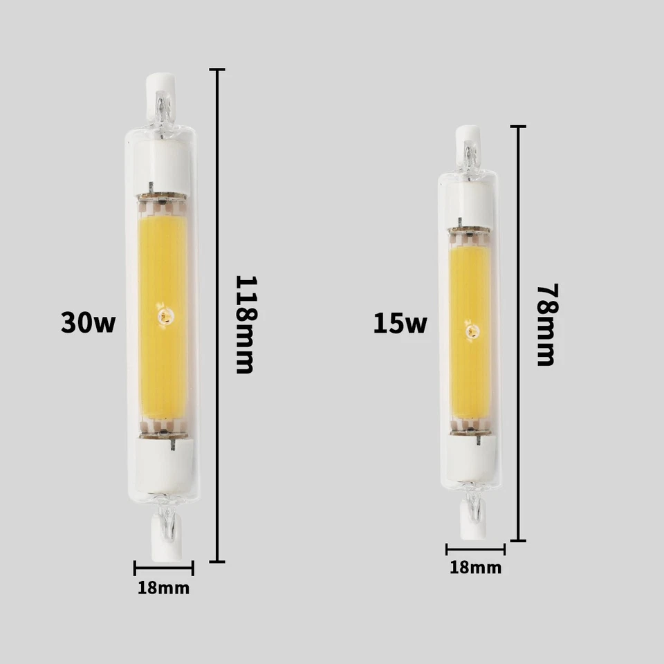 Dimmable 78/118mm R7s COB LED Security Flood Light Replaces Halogen Bulb 15 30W - Image 3 of 4