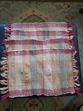 Four 4 Multi-colored Loomed Woven with Fringe Table Placemats Rustic
