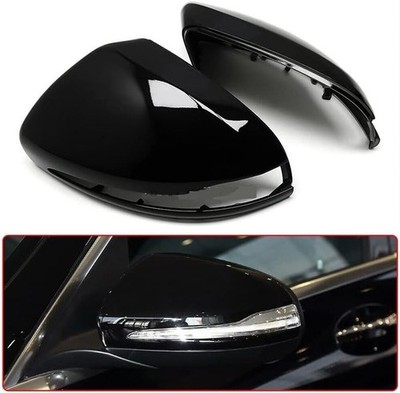 2Pcs LHD Car Side Rearview Mirror Caps Cover for Benz C E GLC Class Gloss Black