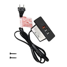 Powered USB C Hub Socket Recessed USB C Power Strip Outlet with Fast Black