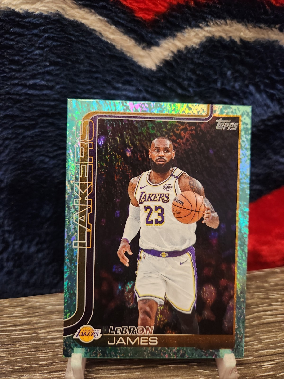 LeBron James 2025-26 Topps Basketball SP Aqua Holo Foil Lakers Card #150