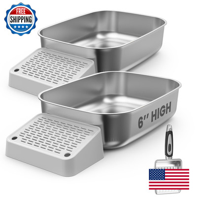 Pawspik Stainless Steel Cat Litter Steps Metal Scooper X-Large 2 Pack 23 X 16.5