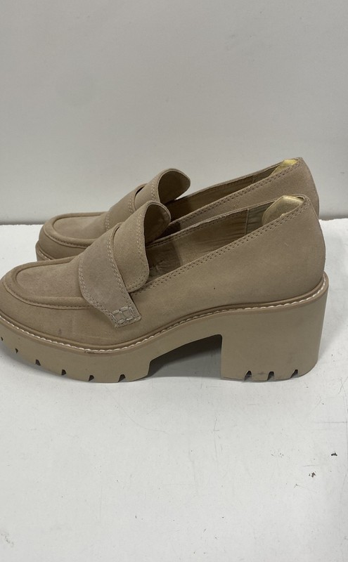 Dolce Vita Cayson Tan Suede Platform Lug Sole Loafers Size 6.5