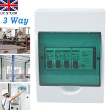 3 Way Garage Shed Consumer Unit Fuse Box Isolation Switch & 3 MCB for Caravan