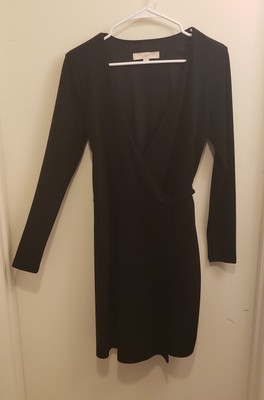 NWOT LOFT,  XS,  Black, V-Neck Knit, Long Sleeve, Wrap-Around Dress 