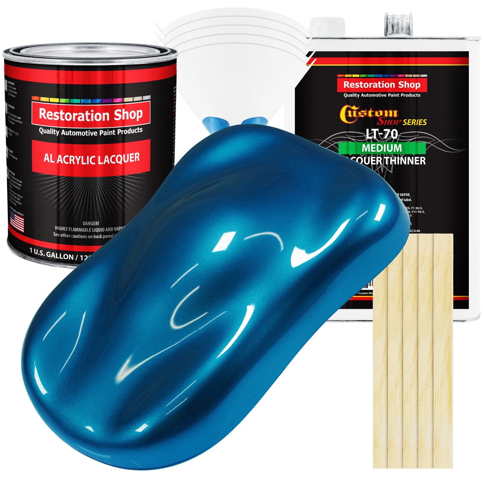Cruise Night Blue Metallic Acrylic Lacquer Gallon Auto Paint Kit, Medium Thinner